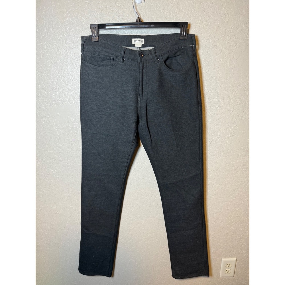 Dockers Slim Fit Gray Pants Mens 32x34 Stretch Casual Chinos Trousers
